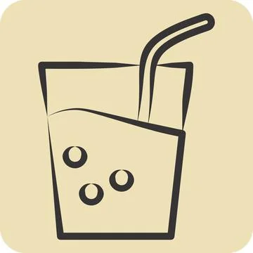 Icon Soft Drink. related to BBQ symbol. hand drawn style. design editable Stock Illustration