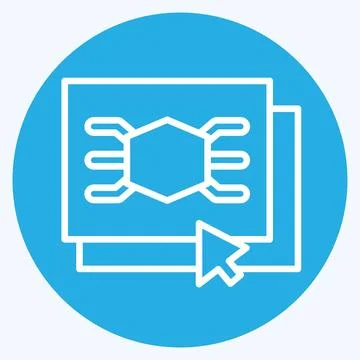 Icon Software. related to 3D Visualization symbol. blue eyes style. simple .. Stock Illustration