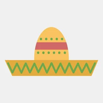 Icon sombrero hat. Day of the dead celebration elements. Icons in flat styl.. Stock Illustration