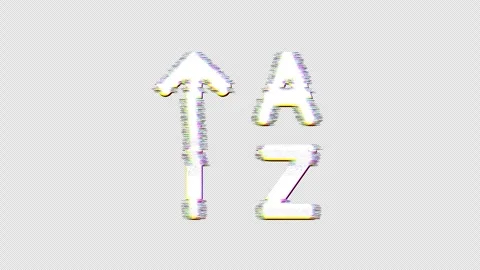 Icon sort alpha up is distorted. Glitch. Noise, chromatic aberration, geometric Stock Footage 304648911