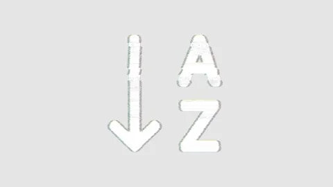 Icon sort alpha down is distorted. Glitch. Noise, chromatic aberration, Video stock 304648507