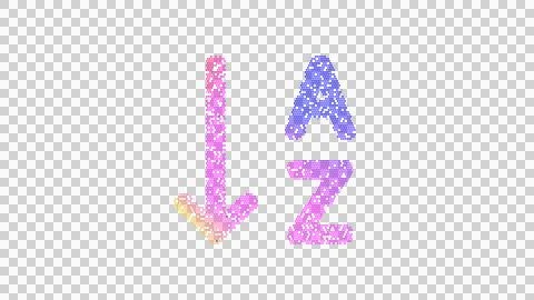 Icon sort alpha down is made up of LED square shapes. There are bright diodes Illustrazione stock