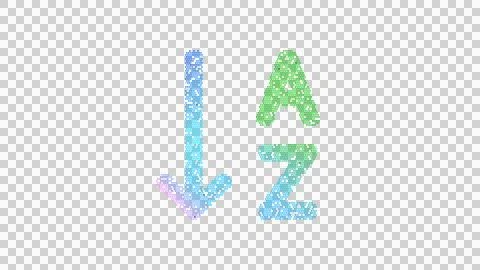 Icon sort alpha down is made up of LED square shapes. There are bright diodes Illustrazione stock