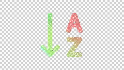 Icon sort alpha down is made up of LED square shapes. There are bright diodes Illustrazione stock