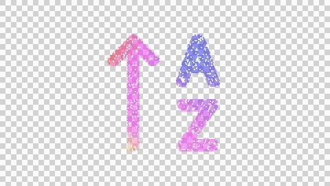 Icon sort alpha up is made up of LED square shapes. There are bright diodes and Illustrazione stock