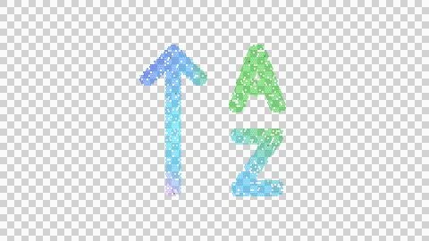 Icon sort alpha up is made up of LED square shapes. There are bright diodes and Illustrazione stock