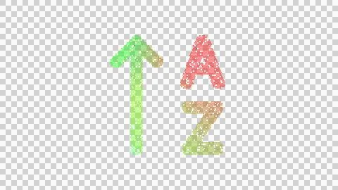 Icon sort alpha up is made up of LED square shapes. There are bright diodes and Illustrazione stock
