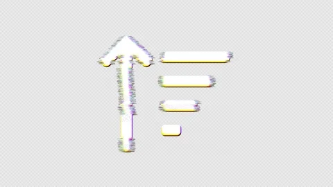 Icon sort amount up is distorted. Glitch. Noise, chromatic aberration, geometric Stock Footage 304648899