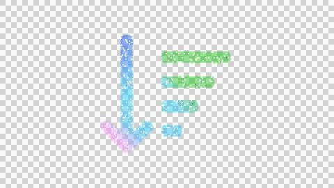 Icon sort amount down is made up of LED square shapes. There are bright diodes Illustrazione stock