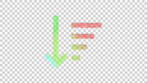 Icon sort amount down is made up of LED square shapes. There are bright diodes Illustrazione stock