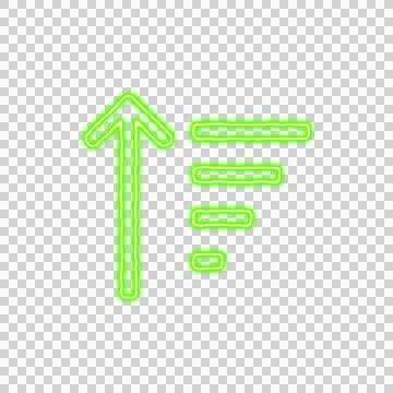 Icon sort amount up from the flow of energy of green color. Shimmering neon Stock Illustration