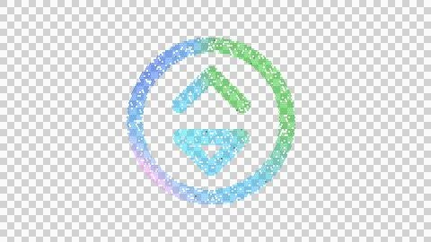 Icon sort circle down is made up of LED square shapes. There are bright diodes Illustrazione stock