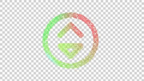 Icon sort circle down is made up of LED square shapes. There are bright diodes Illustrazione stock