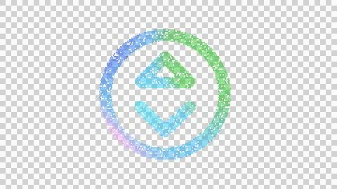 Icon sort circle up is made up of LED square shapes. There are bright diodes and Illustrazione stock