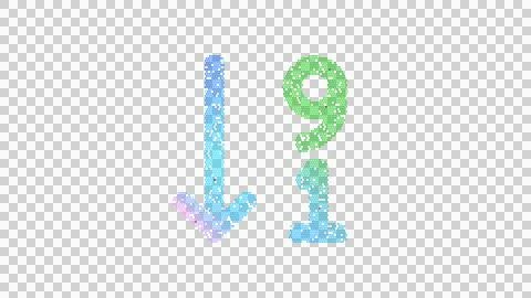 Icon sort numeric down is made up of LED square shapes. There are bright diodes Illustrazione stock