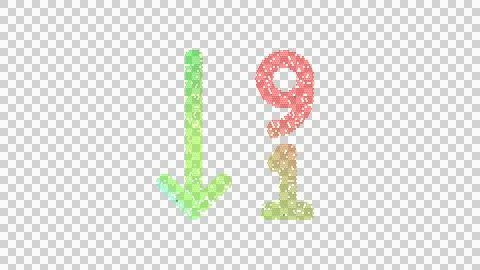 Icon sort numeric down is made up of LED square shapes. There are bright diodes Stock Illustration