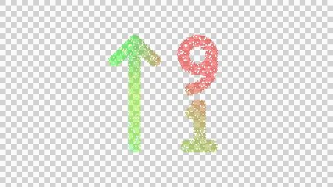 Icon sort numeric up is made up of LED square shapes. There are bright diodes Illustrazione stock