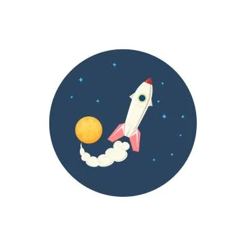 Icon spaceship in space, vector illustration Stock Illustration