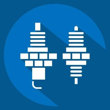 Icon Spark Plug. related to Racing symbol. long shadow style. simple design.. 스톡 일러스트
