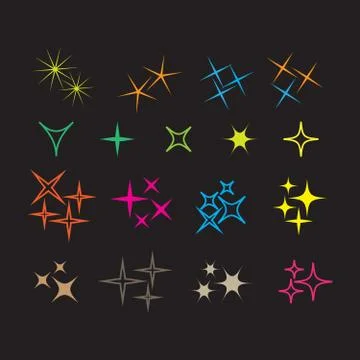 Icon sparkle line. Bright firework, decoration twinkle, shiny flash Stock Illustration