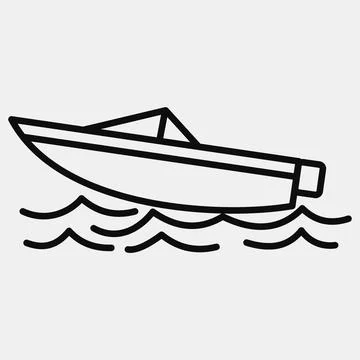 Icon speed boat. Transportation elements. Icons in line style. Good for pri.. Illustrazione stock