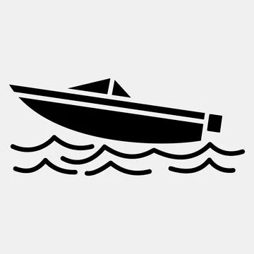 Icon speed boat. Transportation elements. Icons in glyph style. Good for pr.. Stock Illustration