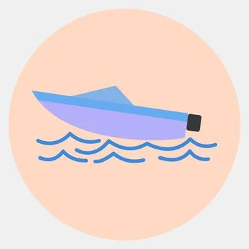Icon speed boat. Transportation elements. Icons in color mate style. Good f.. Stock Illustration