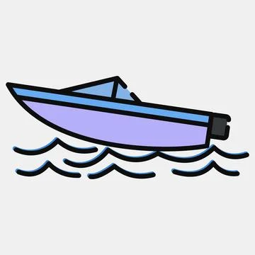 Icon speed boat. Transportation elements. Icons in filled line style. Good .. Illustrazione stock