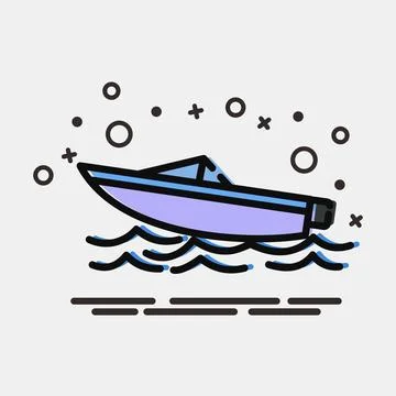 Icon speed boat. Transportation elements. Icons in MBE style. Good for prin.. Illustrazione stock