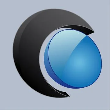 Icon sphere and crescent Stock Illustration