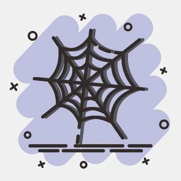 Icon spiderweb. Illustration of halloween elements. Icon in comic style. Stock Illustration