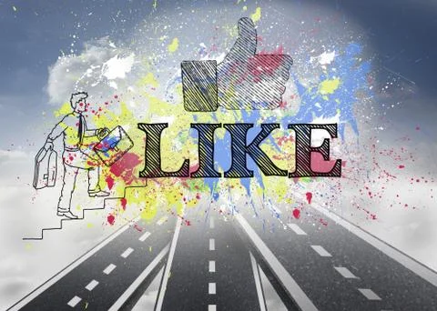 Like icon with splashes over streets in sky Ilustração Stock
