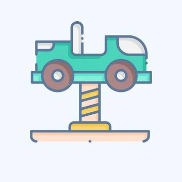 Icon Spring Swing Rider. related to Amusement Park symbol. doodle style. si.. Illustrazione stock