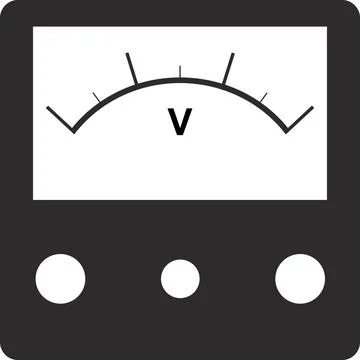 The icon of a square black voltmeter. Flat vector illustration. Stock Illustration