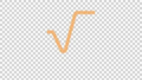 Icon square root is made of yellow grains of sand. Some grains of sand fall Stock Illustration