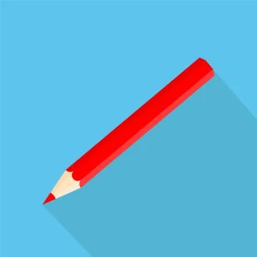 Icon square shape Icons of red pencil in flat design. Vector illustration. Stock Illustration