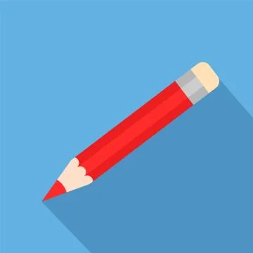 Icon square shape Icons of red pencil in flat design. Vector illustration. Stock Illustration