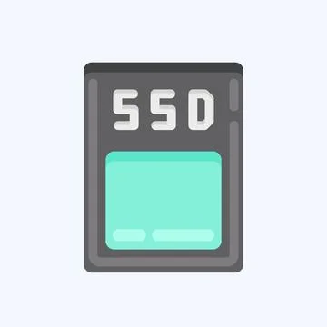 Icon SSD. suitable for Computer Components symbol. flat style. simple design  Stock Illustration