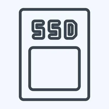 Icon SSD. suitable for Computer Components symbol. line style. simple design  Illustrazione stock