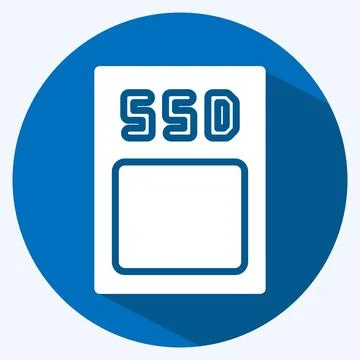 Icon SSD. suitable for Computer Components symbol. long shadow style. simple  Illustrazione stock
