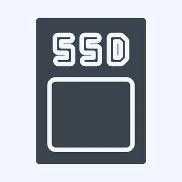 Icon SSD. suitable for Computer Components symbol. glyph style. simple design Illustrazione stock