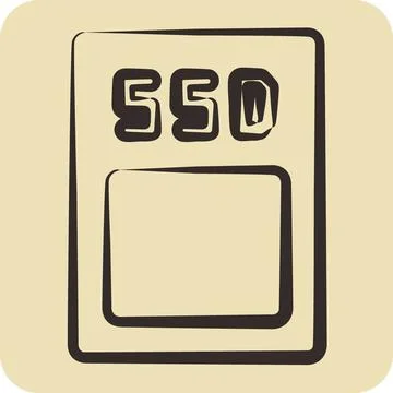 Icon SSD. suitable for Computer Components symbol. hand drawn style. simple.. Stock Illustration