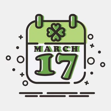 Icon st patricks day calendar. St. Patrick's Day celebration elements. Icon.. Illustrazione stock