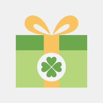 Icon st patricks gift box. St. Patrick's Day celebration elements. Icons in.. Illustrazione stock