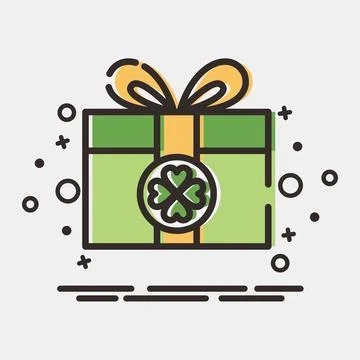 Icon st patricks gift box. St. Patrick's Day celebration elements. Icons in.. Illustrazione stock