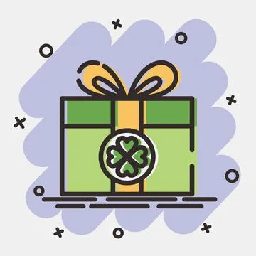 Icon st patricks gift box. St. Patrick's Day celebration elements. Icons in.. Illustrazione stock