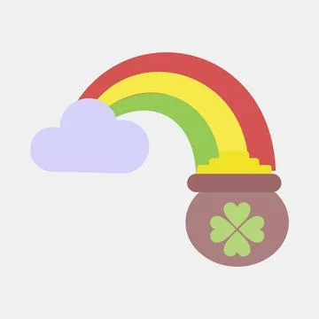 Icon st patricks rainbow. St. Patrick's Day celebration elements. Icons in .. Stock Illustration