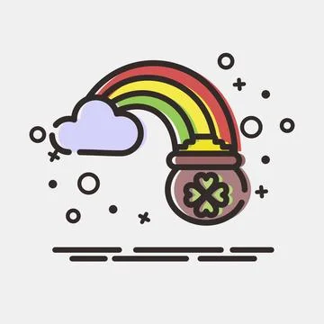 Icon st patricks rainbow. St. Patrick's Day celebration elements. Icons in .. Stock Illustration