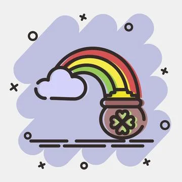 Icon st patricks rainbow. St. Patrick's Day celebration elements. Icons in .. Illustrazione stock