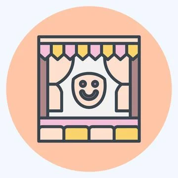 Icon Stage. related to Amusement Park symbol. color mate style. simple desi.. Ilustración de archivo